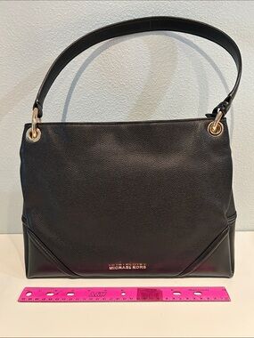 Michael Kors Black Leather Shoulder Hobo with Gold Hardware*